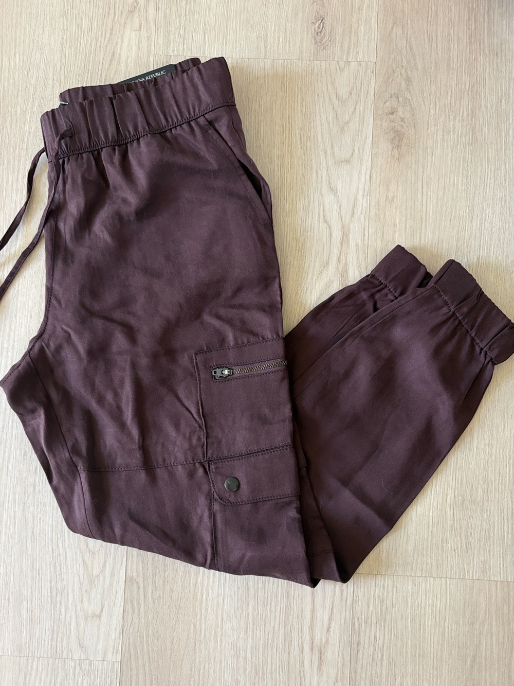 Banana Republic Petite XS Lyocell Cargo Jogger Pants rich chocolate Brown NWT